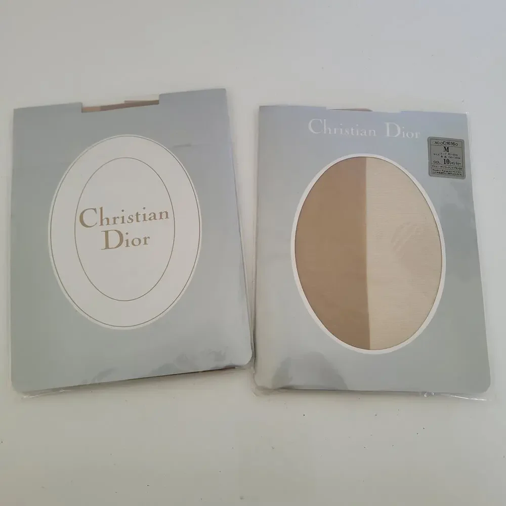 Christian Dior Pantyhose Lot Of 2 M 85-93cm Col 10 Chantilly‎ Tan Beige Vintage